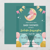 Schattigee baby draak dinosaurus ballon meisje bab kaart (Voorkant / Achterkant)