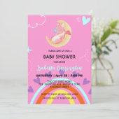 Schattigee baby draak dinosaurus ballon meisje bab kaart (Staand voorkant)