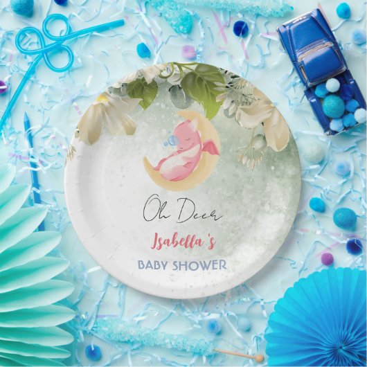 Schattigee baby draak dinosaurus wilde bloem baby papieren bordje (Feest)