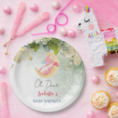 Schattigee baby draak dinosaurus wilde bloem baby  papieren bordje (Feest)