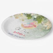 Schattigee baby draak dinosaurus wilde bloem baby  papieren bordje (Gekanteld)