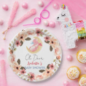 Schattigee baby draak dinosaurus wilde bloem baby  papieren bordje (Feest)