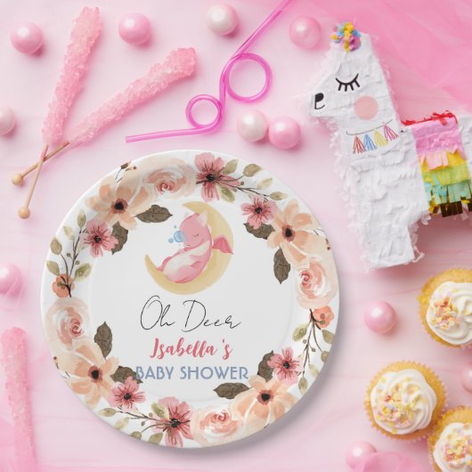 Schattigee baby draak dinosaurus wilde bloem baby  papieren bordje (Feest)