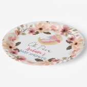 Schattigee baby draak dinosaurus wilde bloem baby  papieren bordje (Gekanteld)