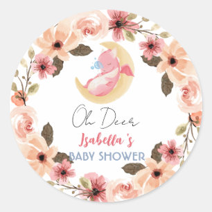 Schattigee baby draak dinosaurus wilde bloem baby  ronde sticker
