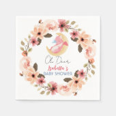 Schattigee baby draak dinosaurus wilde bloem baby  servet (Voorkant)