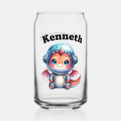 Schattigee baby-draak in de ruimtehelm! 🐉✨ blikvorm glas (Achterkant)