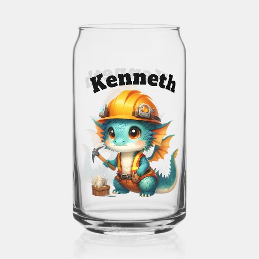 Schattigee baby-draak in een werkplaats blikvorm glas (Achterkant)