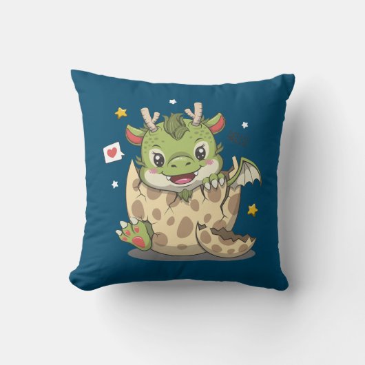 Schattigee Baby draak in ei Kussen (Voorkant)