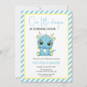 Schattigee Baby Dragon Blue Stripes Verjaardag Kaart (Voorkant)