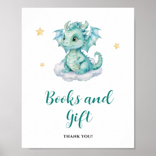 Schattigee Baby Dragon boeken en cadeau Poster (Voorkant)
