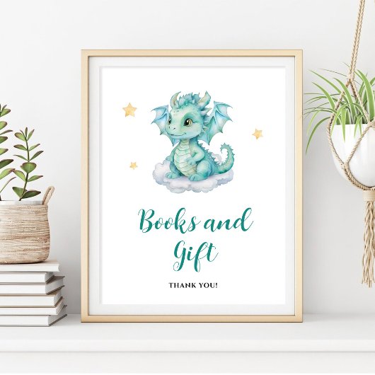Schattigee Baby Dragon boeken en cadeau Poster