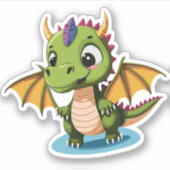 Schattigee Baby Dragon Cartoon Karakter Sticker (Voorkant)