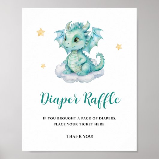 Schattigee Baby Dragon Diaper Raffle Poster (Voorkant)