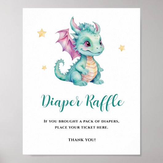 Schattigee Baby Dragon Diaper Raffle Poster (Voorkant)