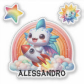 Schattigee Baby Dragon Flying, aangepaste Sticker. Sticker (Voorkant)
