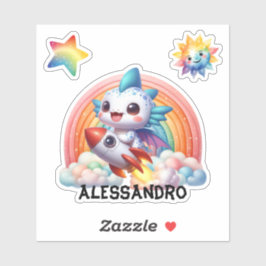 Schattigee Baby Dragon Flying, aangepaste Sticker. Sticker