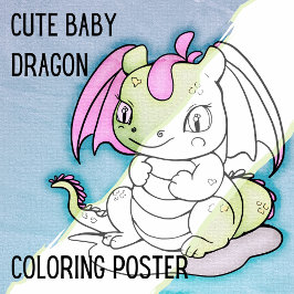 Schattigee Baby Dragon Grote Kleurplaat Poster