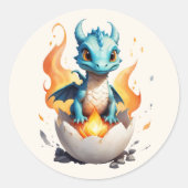 Schattigee Baby Dragon Hatching Ronde Sticker (Voorkant)