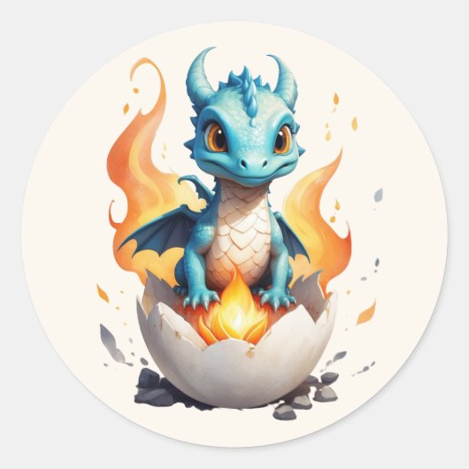 Schattigee Baby Dragon Hatching Ronde Sticker (Voorkant)