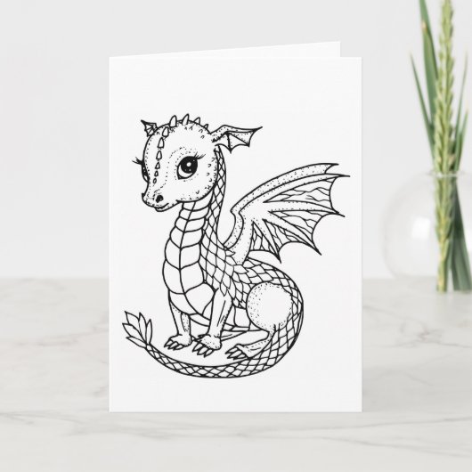 Schattigee Baby Dragon Kleur je eigen Kaart (Voorkant)
