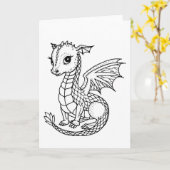 Schattigee Baby Dragon Kleur je eigen Kaart (Gele Bloem)