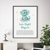 Schattigee Baby Dragon Late Night Luiers Poster
