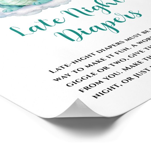 Schattigee Baby Dragon Late Night Luiers Poster (Hoek)