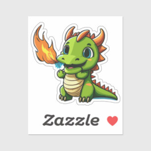 Schattigee Baby Dragon met eerste vuuradem Sticker