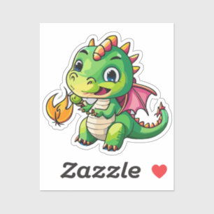 Schattigee Baby Dragon met eerste vuuradem Sticker