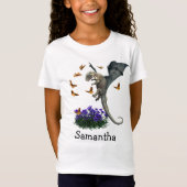 Schattigee Baby Dragon met Vlinders Lente T-shirt (Voorkant)