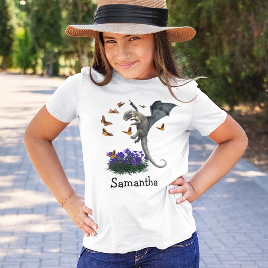 Schattigee Baby Dragon met Vlinders Lente T-shirt