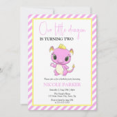 Schattigee Baby Dragon Pink Stripes Verjaardag Kaart (Voorkant)