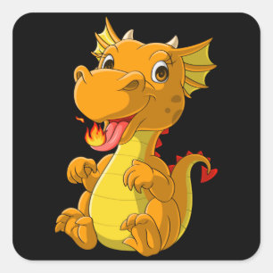 Schattigee baby Dragon spuwen vuur Vierkante Sticker
