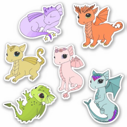 Schattigee Baby Dragon zodiac stickers (Voorkant)