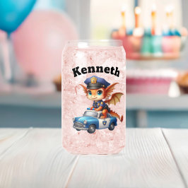 Schattigee baby-drakenofficier in een blauwe polit blikvorm glas