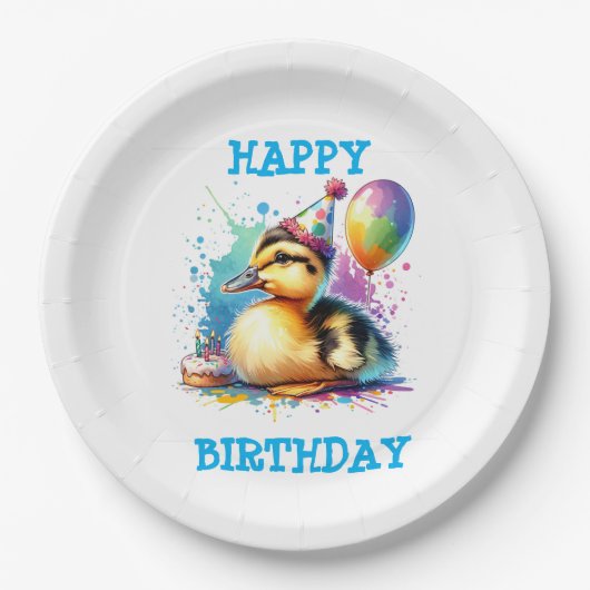 Schattigee baby Duck Happy Birthda Papieren Bordje (Voorkant)