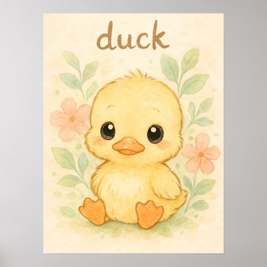 Schattigee Baby Duck – Waterverf Animal Print voor (Voorkant)