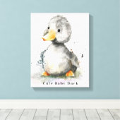Schattigee Baby Duck Waterverf Canvas Afdruk (Insitu (Houten vloer))