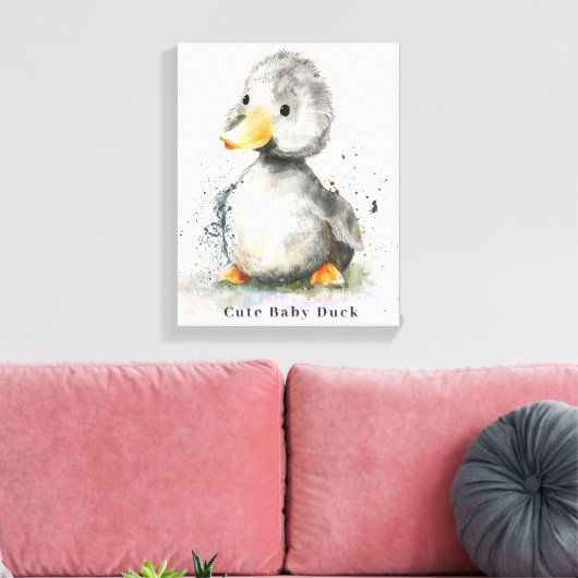 Schattigee Baby Duck Waterverf Canvas Afdruk (Insitu (Woonkamer))