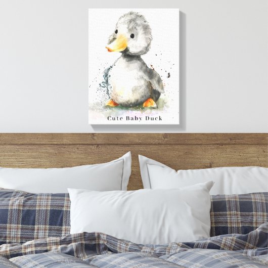 Schattigee Baby Duck Waterverf Canvas Afdruk (Insitu (Slaapkamer))