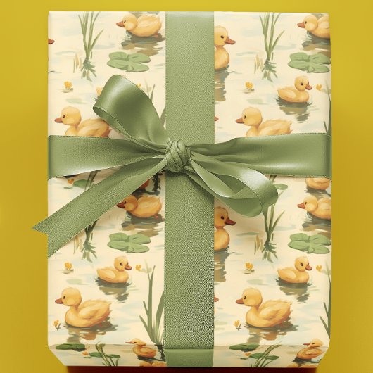 Schattigee Baby Ducks op een vijver Cadeaupapier