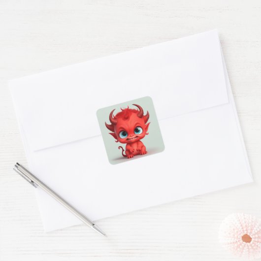 Schattigee Baby-duivel Vierkante Sticker (Envelop)