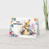 Schattigee Baby Eendballonnen en Party Pet Verjaar Kaart (Voorkant)