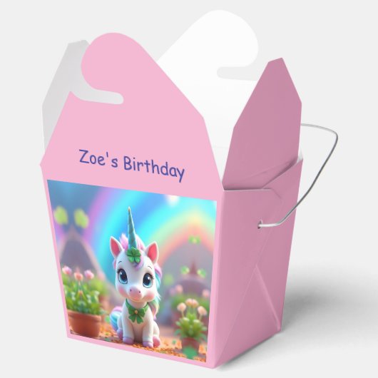 Schattigee baby eenhoorn en regenboog, meisjes ver bedankdoosjes (Geopend)