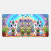 Schattigee baby eenhoorn en regenboog, meisjes ver spandoek (Horizontaal)