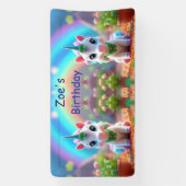 Schattigee baby eenhoorn en regenboog, meisjes ver spandoek (Verticaal)