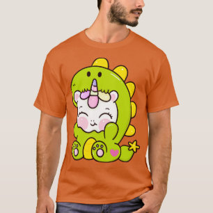 Schattigee Baby eenhoorn in dinosaurus kostuum Kin T-shirt