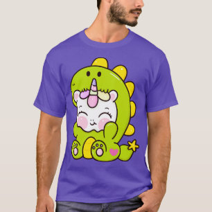 Schattigee Baby eenhoorn in dinosaurus kostuum Kin T-shirt