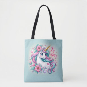 Schattigee Baby Eenhoorn Met Bloemen Voor Vrouwen Tote Bag